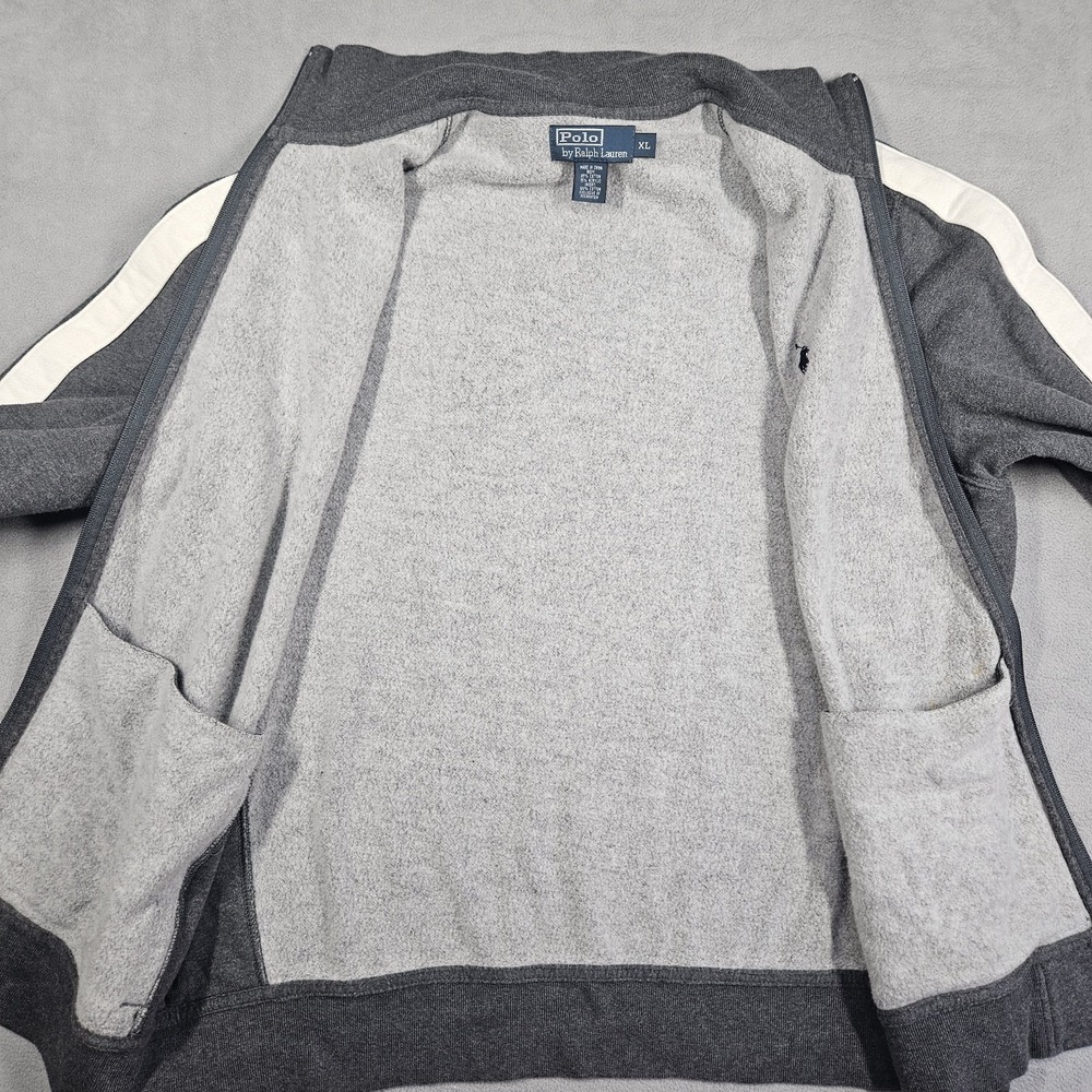 Vintage Polo Ralph Lauren Sweatshirt Mens XL Zip Up Track Jacket Gray Y2K Preppy - Picture 5 of 13